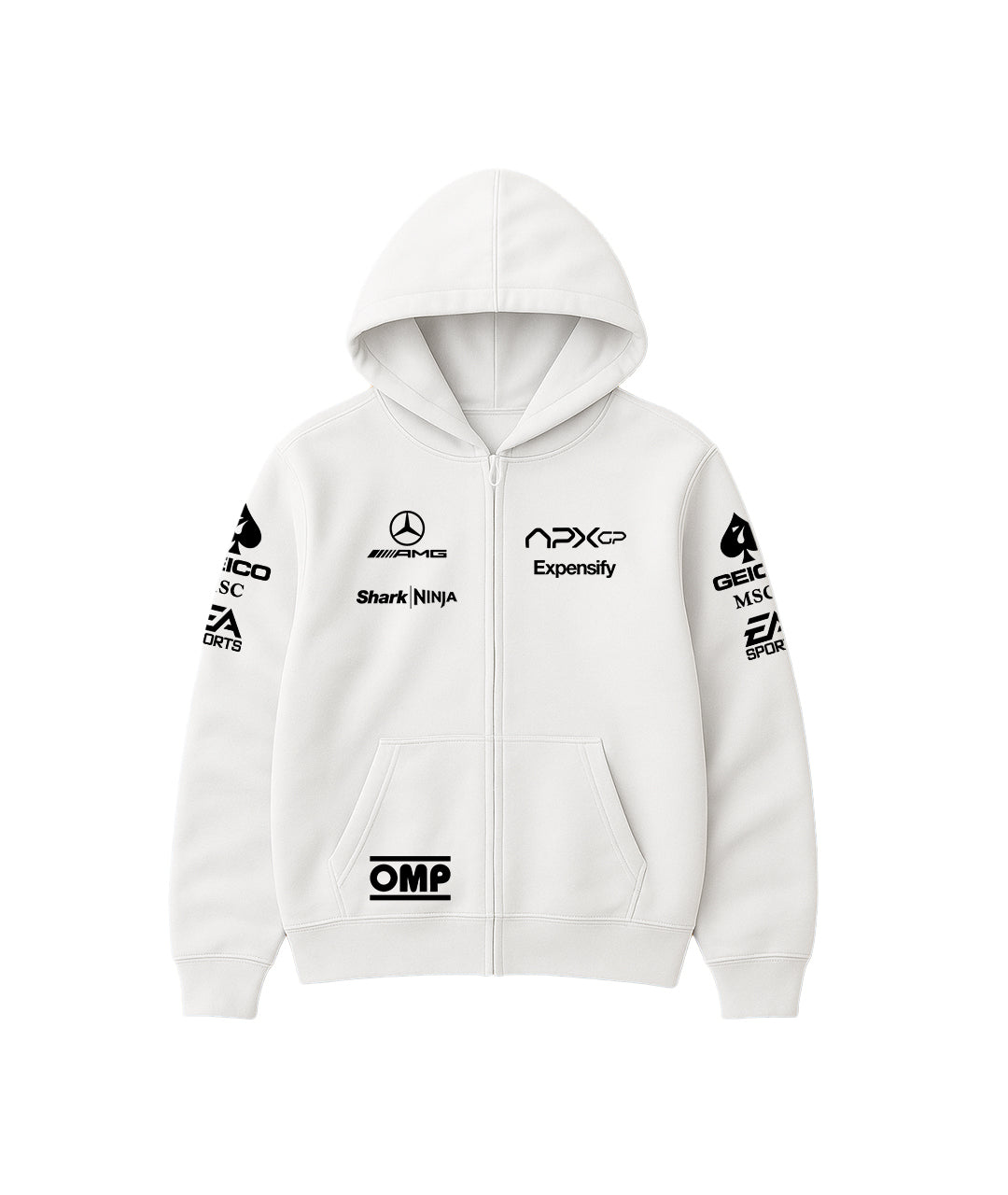 F1 フォーミュラ1ザムービー APXGP チームパーカー-アイボリー APEX GP White Sponsor Hoodie – Limited Edition – Armadio India