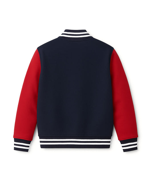 Navy Red Cotton Sleeves Varsity