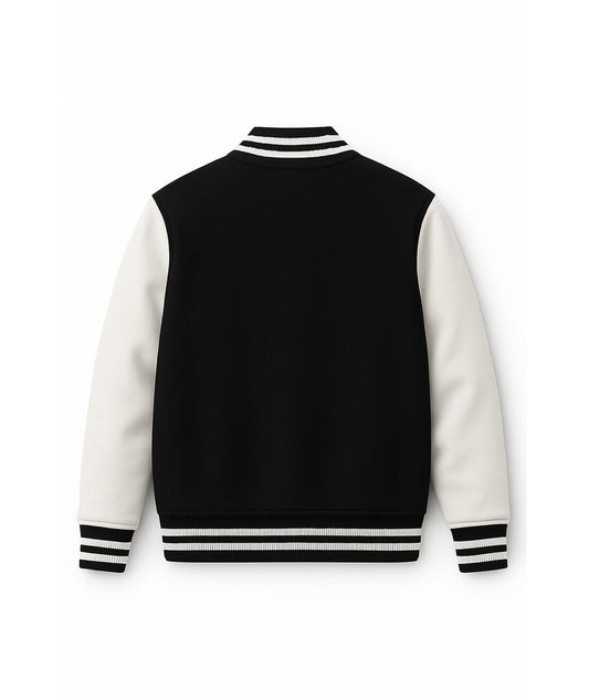 Black White Varsity with Cotton Sleeves