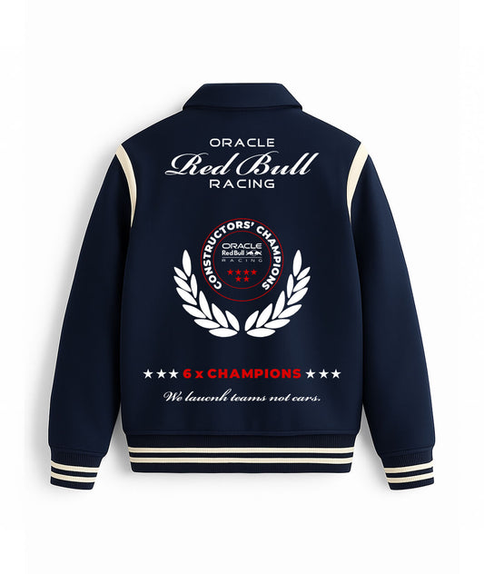 Red Bull Racing Varsity Jacket – Navy & Cream 6× Champions Edition