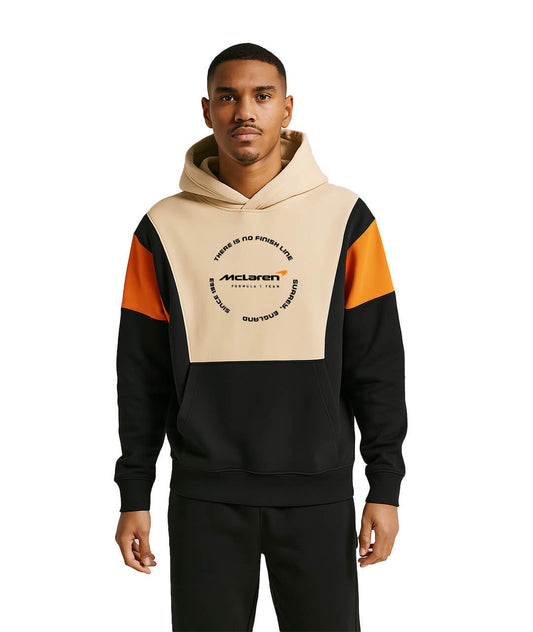 McLaren Triple-Tone Street Hoodie – Oversized Beige/Black/Orange
