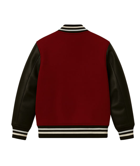 Maroon Black Varsity Jacket - Leather Sleeve Edition