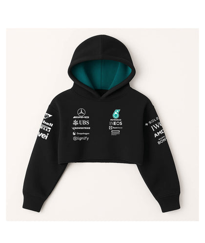 Mercedes Petronas Black Cropped Hoodie