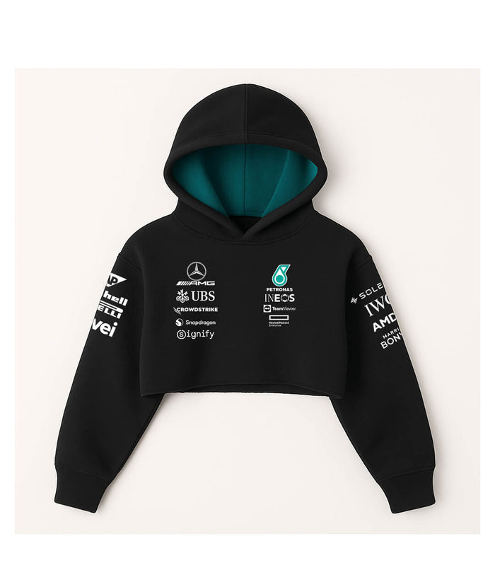 Mercedes Petronas Black Cropped Hoodie