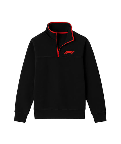 F1 Black Quarter-Zip Sweatshirt – Red Trim