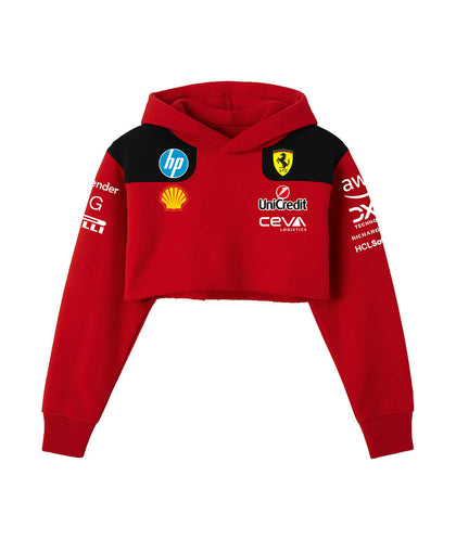 Scuderia Ferrari Retro Red Cropped Hoodie