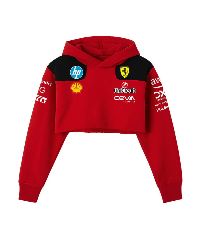 Scuderia Ferrari Retro Red Cropped Hoodie