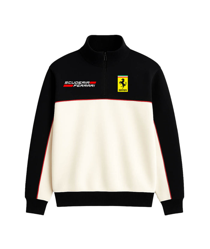 Ferrari Dual-Tone Half-Zip – Black & White Edition