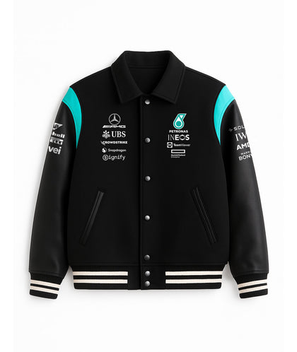Mercedes AMG Petronas Varsity Jacket – Black & Teal Edition