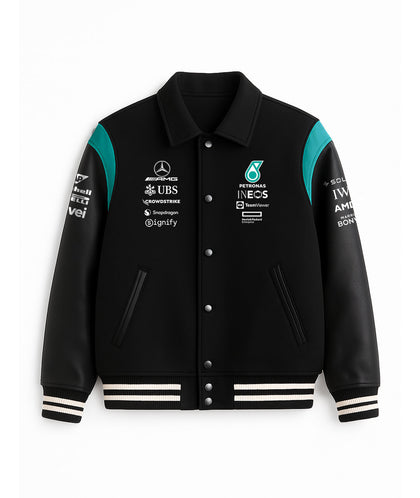 Mercedes AMG Petronas Varsity Jacket – Black & Teal Edition