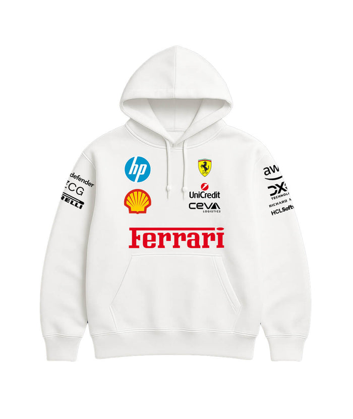 Ferrari White Solid Hoodie