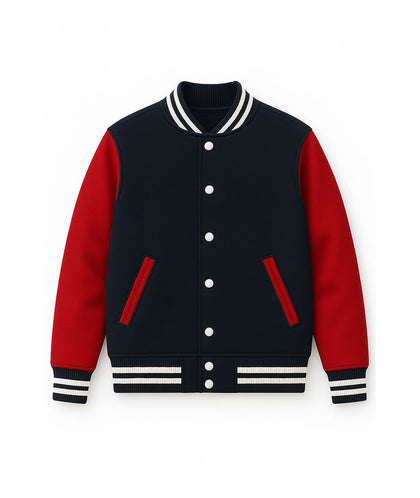 Navy Red Cotton Sleeves Varsity