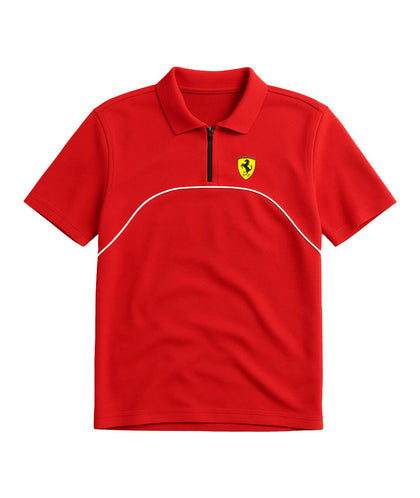 Scuderia Rosso Red Half-Zip Polo