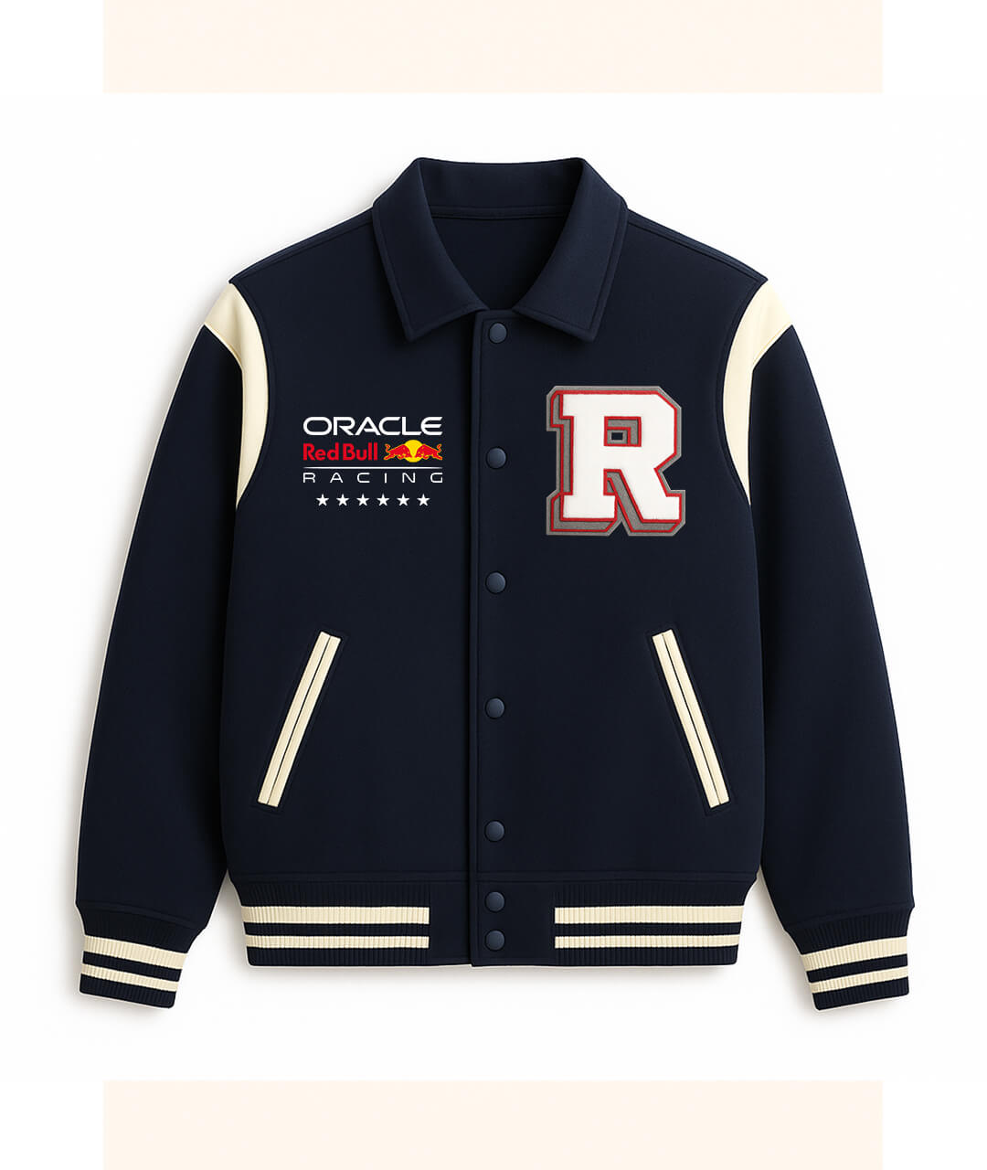 Red Bull Racing Varsity Jacket – Navy & Cream 6× Champions Edition