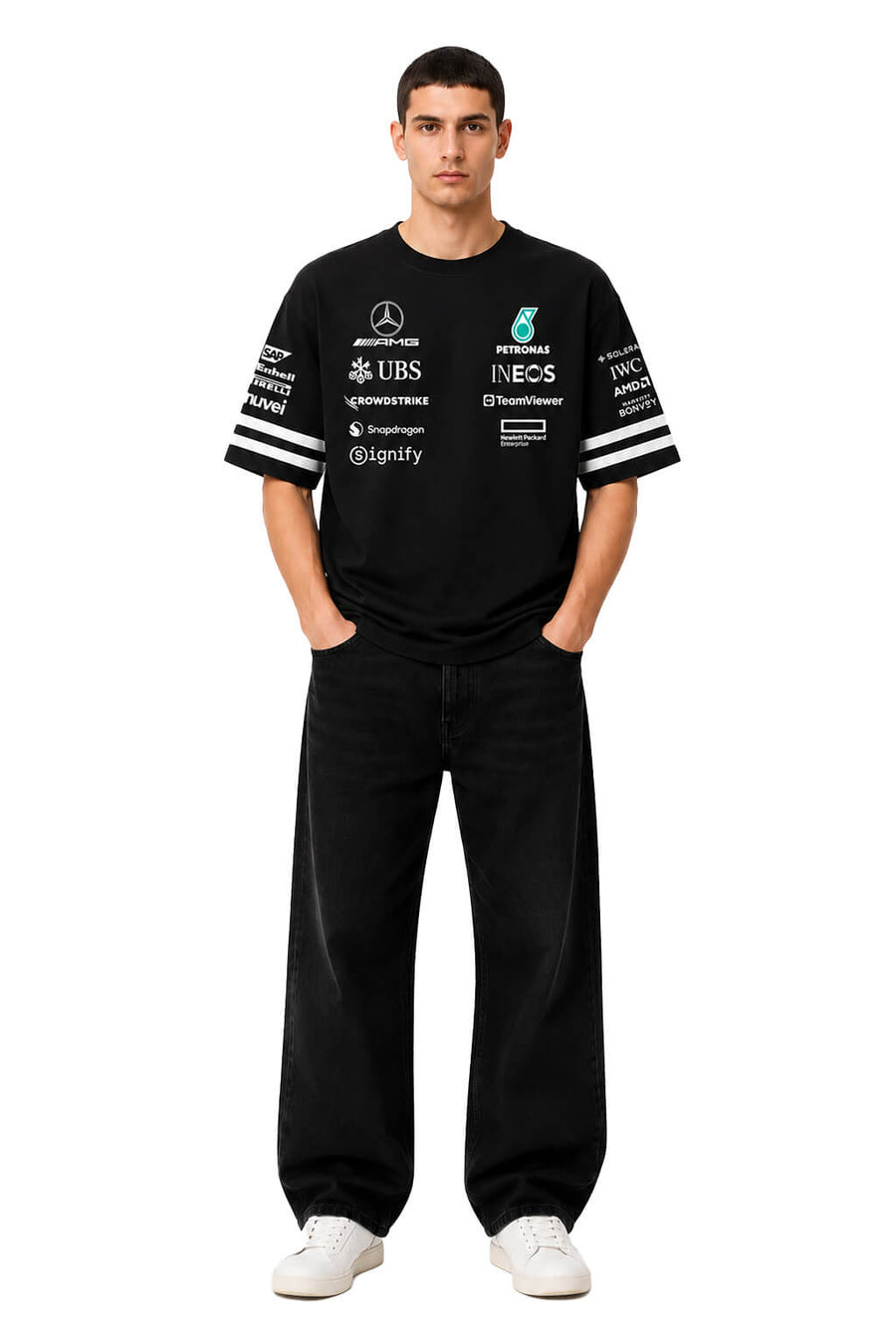 [CUSTOM] Mercedes  Black Oversized Team Tshirt