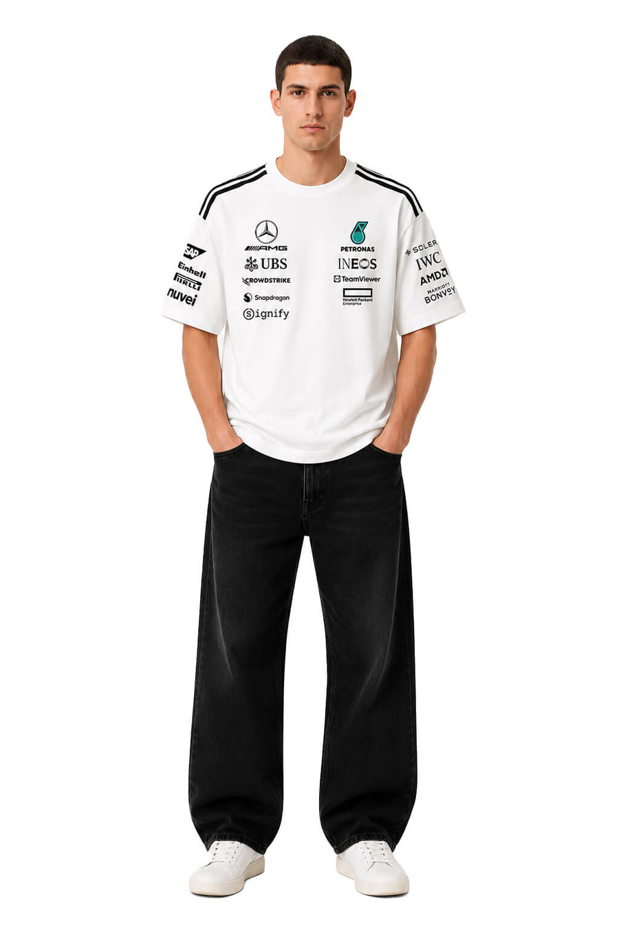 [CUSTOM] Mercedes White Oversized Team Tshirt