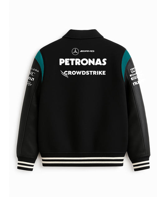 Mercedes AMG Petronas Varsity Jacket – Black & Teal Edition