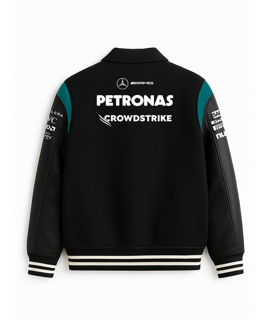 Mercedes AMG Petronas Varsity Jacket – Black & Teal Edition