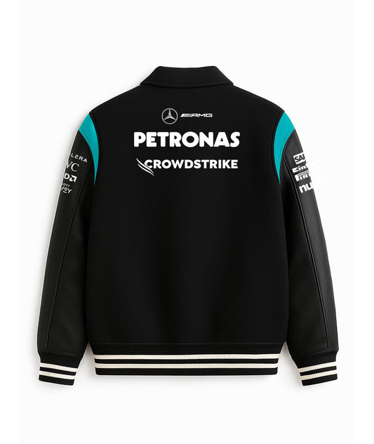 Mercedes AMG Petronas Varsity Jacket – Black & Teal Edition