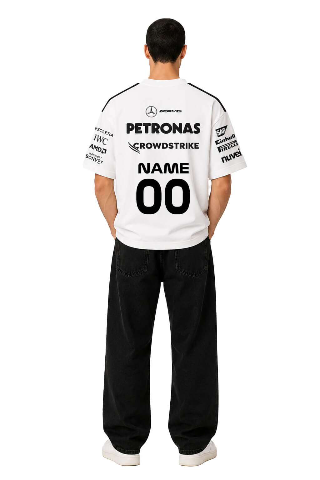 [CUSTOM] Mercedes White Oversized Team Tshirt