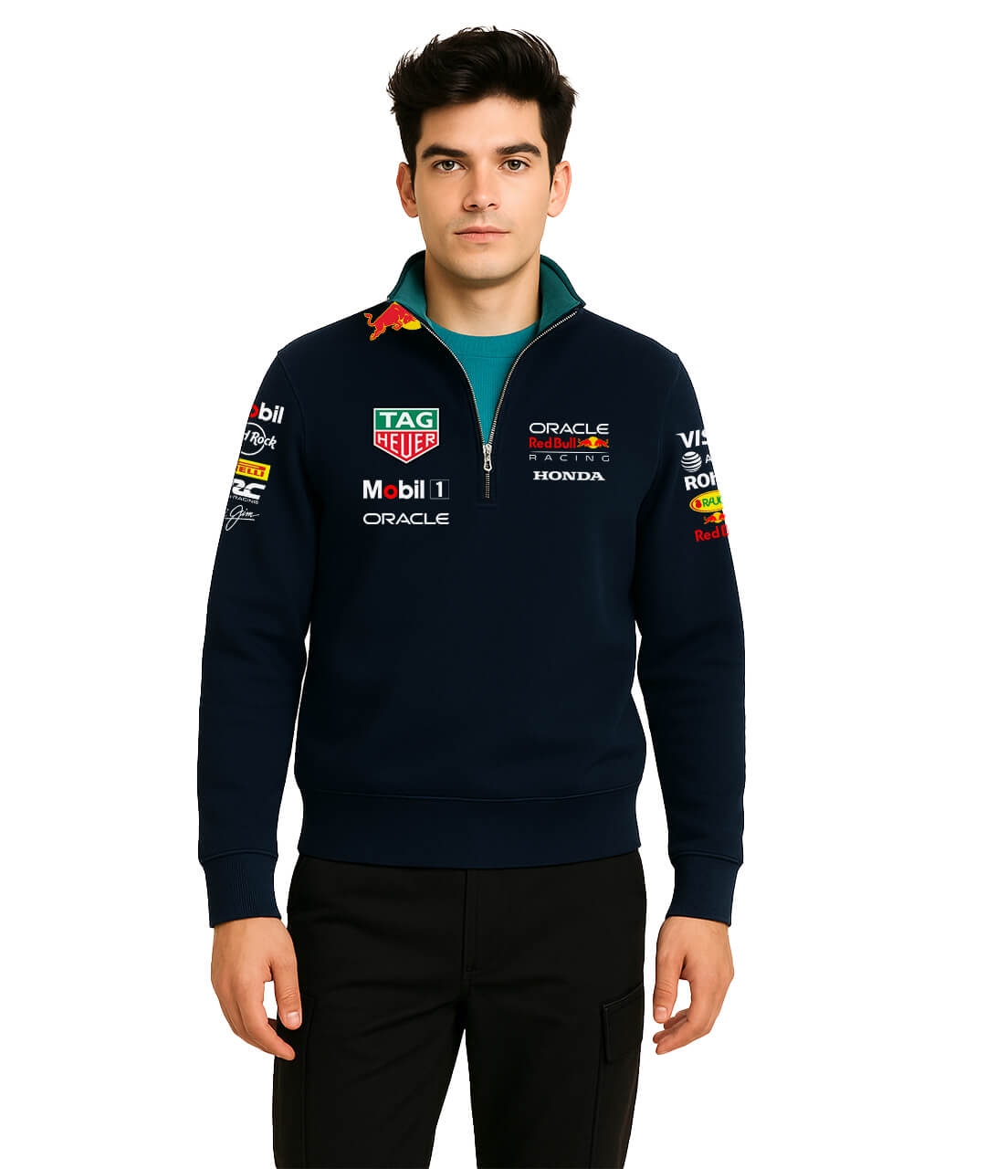 Red Bull Navy Teal Half Zipper