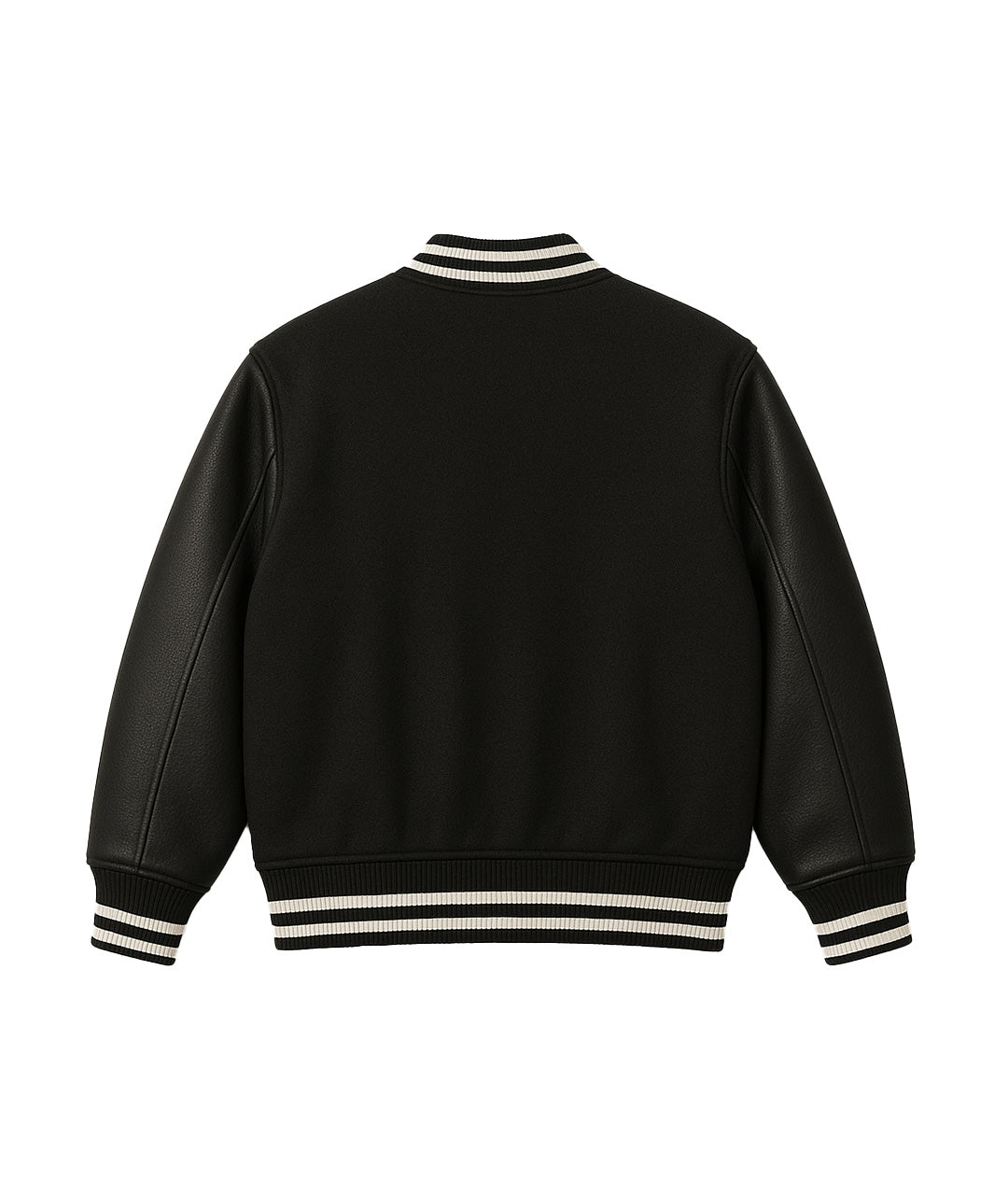 All-Black Varsity Jacket – Leather Sleeve Edition – Armadio India
