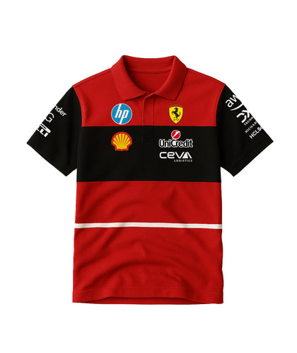 Ferrari Red Black Retro Season Polo