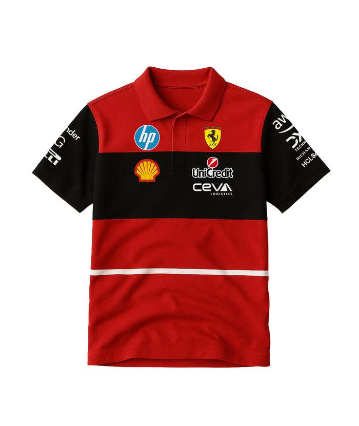 Ferrari Red Black Retro Season Polo