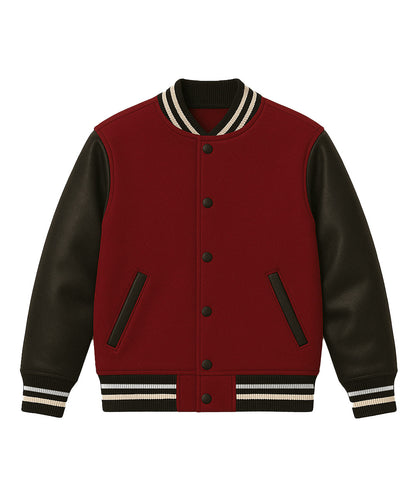 Maroon Black Varsity Jacket - Leather Sleeve Edition