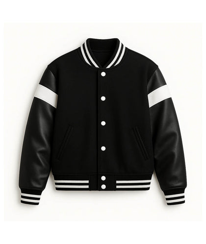 Noir Stripe Varsity Jacket