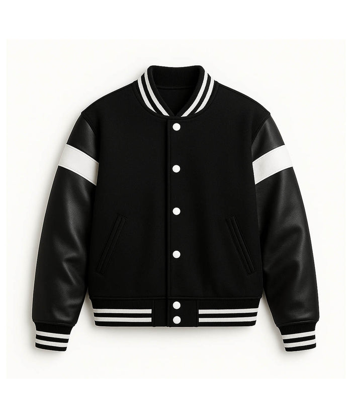 Noir Stripe Varsity Jacket