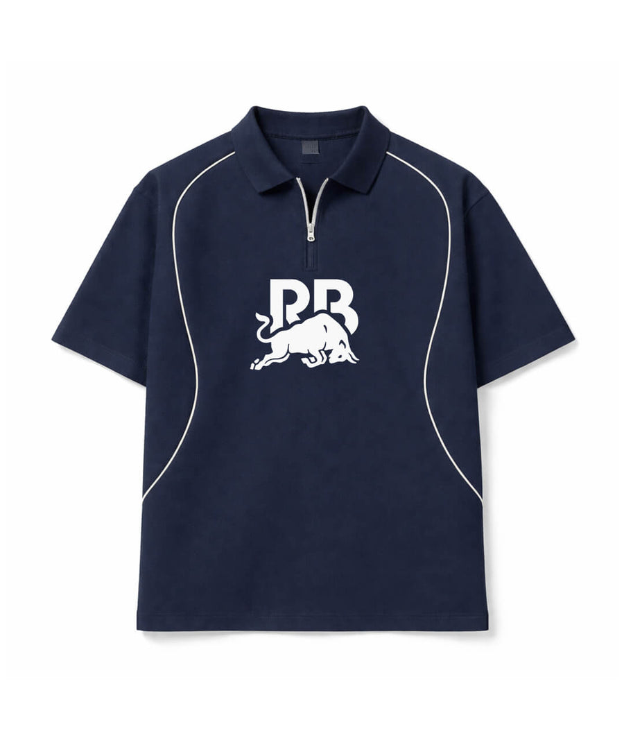 Cosmic Navy RB Circuit Zip Polo