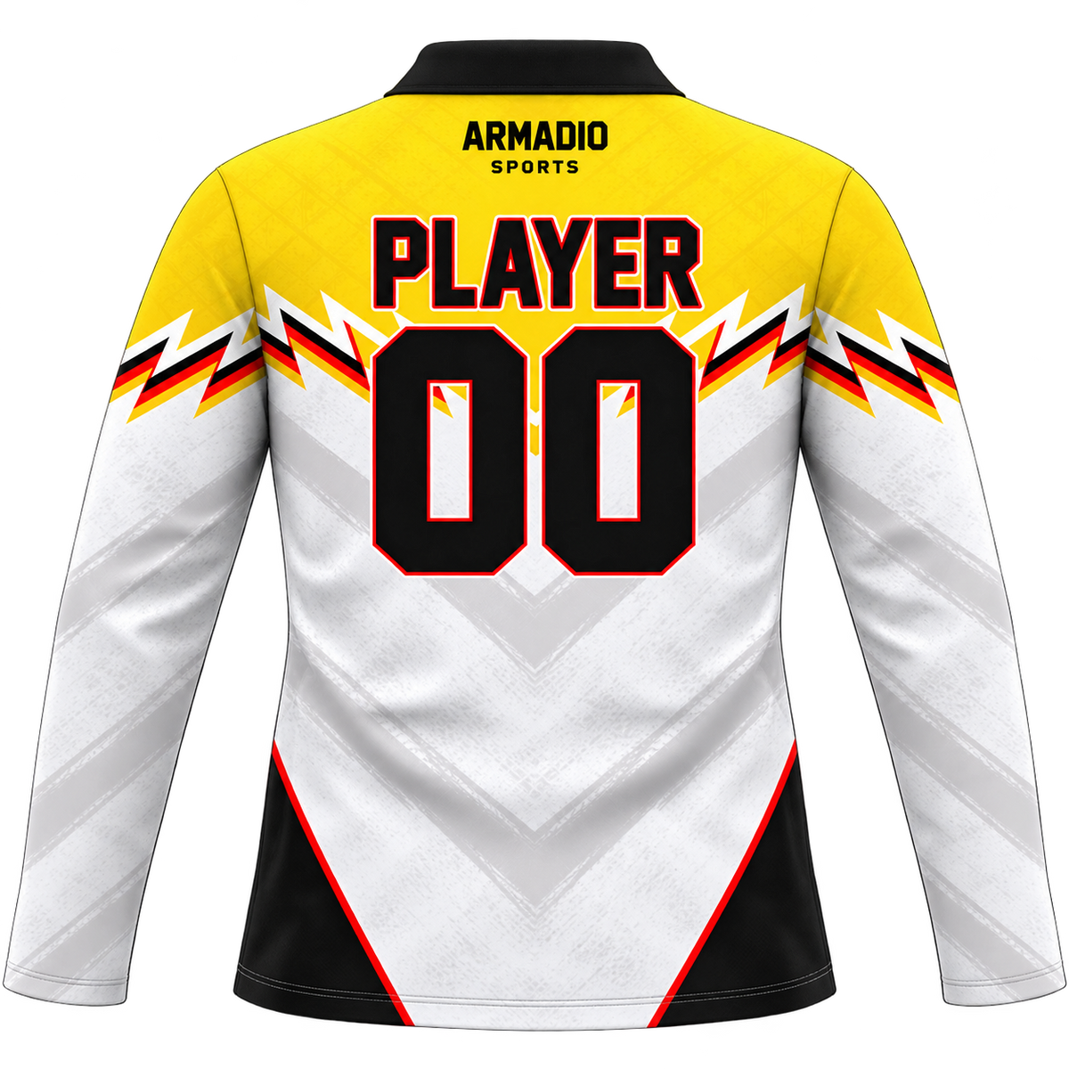 Blaze full-sleeve polo jersey back with PLAYER 00